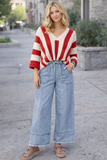 Radiant Stripe V Neck Sweater