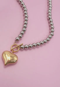 Bold Romance Beaded Heart Necklace