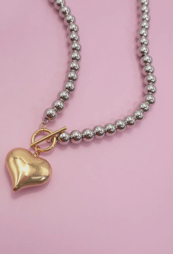 Bold Romance Beaded Heart Necklace