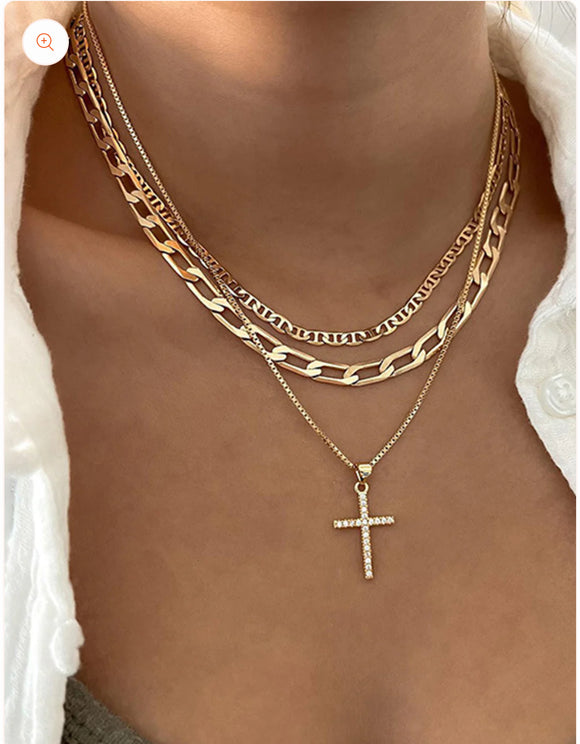 Radiance Layered Cross Necklace