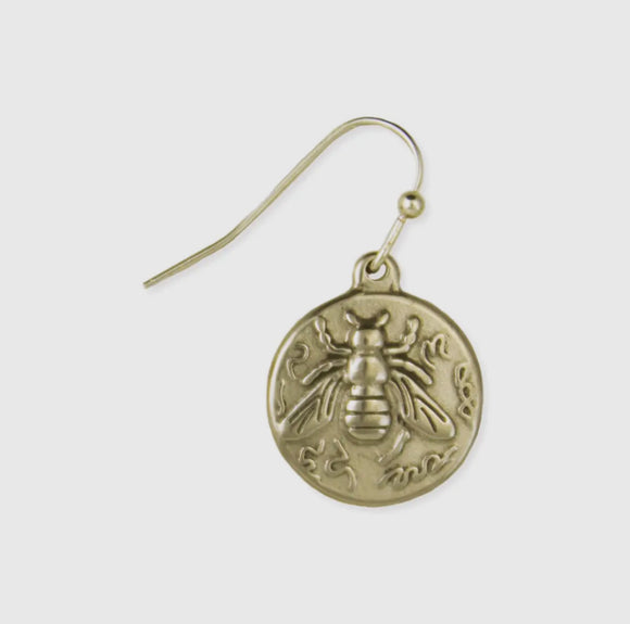 Bee Coin Drop Earrings