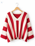 Radiant Stripe V Neck Sweater
