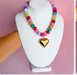 Bubble Heart Beaded Necklace