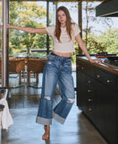 The Slow Burn Cuffed Wide Leg Jeans