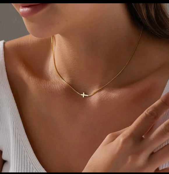 Faithful Grace Sideways Cross Necklace