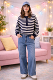 Easy Days Stripe Henley Pullover