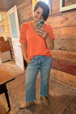Sweet Clementine Lace Sleeve Top
