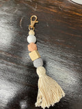 Wooden Beaded Tassel Keychains